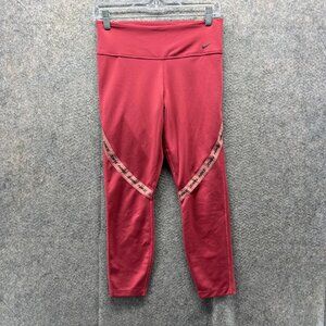 Nike Pants Women Medium Red Training Dri Fit Polyester Gym Leggings The One